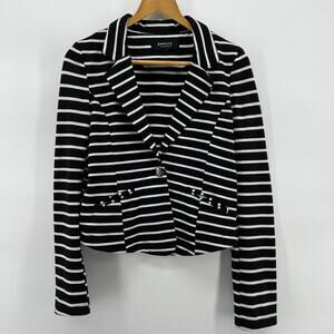 Vintage Y2K Poetry Clothing Pinstripe Blazer Jacket White Stripes Size Medium